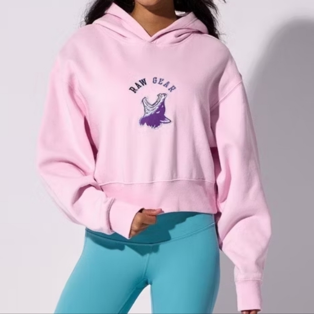 Rawgear Women's Pink Embroidered Patch Logo Long Sleeve Hoodie Size Small